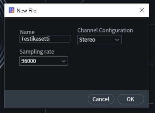 Izotope-projektin luonti C-kasetin digitoinnille
